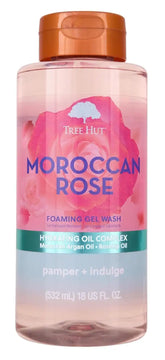 Tree Hut Moroccan Rose Nourishing & Moisturizing Foaming Gel Wash, 18 oz., Hydrating | Nourishing & Moisturizing Shower Gel w/ Shea Butter & Essential Oils, Soft & Smooth Skin, Gentle Cleanser For All Skin Types