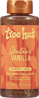 Tree Hut Golden Vanilla Foaming Body Wash, 18 Fl Oz | Nourishing & Moisturizing Shower Gel w/ Shea Butter & Essential Oils, Soft & Smooth Skin, Gentle Cleanser For All Skin Types