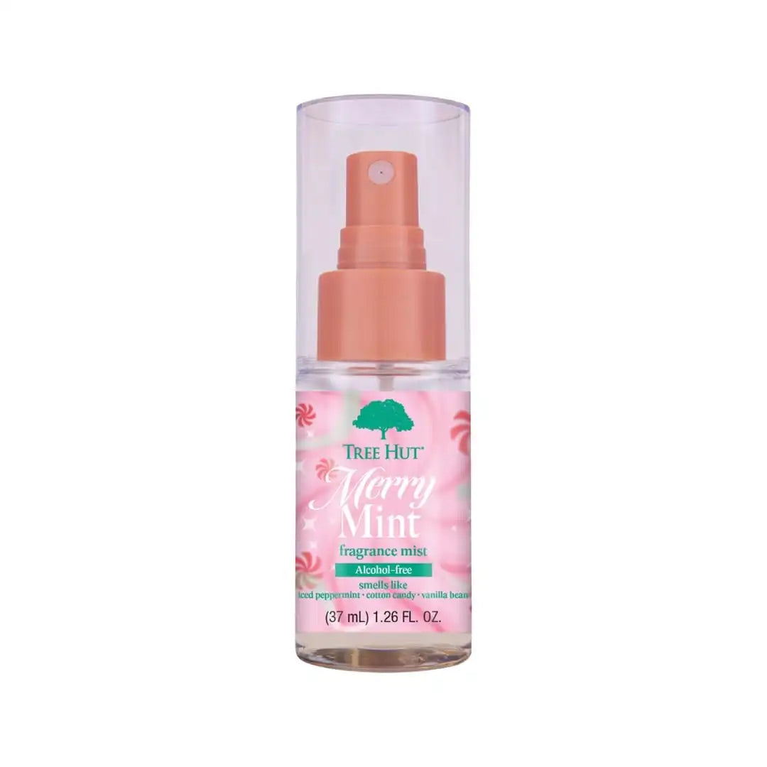 Tree Hut Mini Merry Mint Hair & Body Mist, Travel Size, 1.26 fl oz | Alcohol-Free Body Spray, Fragrance w/Peppermint, Cotton Candy & Vanilla Notes, Everyday Fragrance Spray for Women