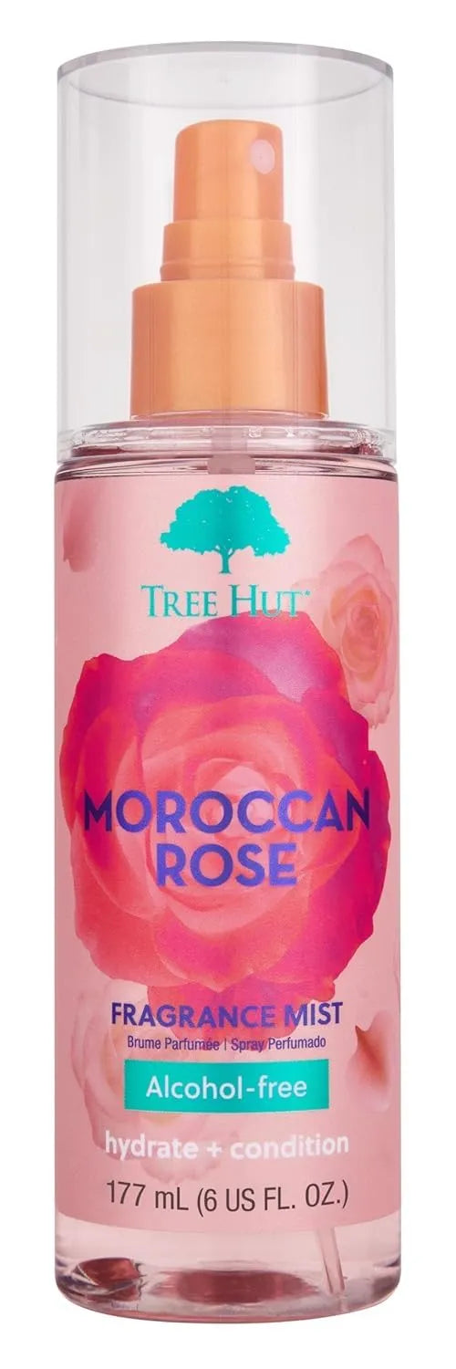 Tree Hut Moroccan Rose Hair & Body Mist, Alcohol-Free Body Spray, 6 Fl Oz | Alcohol-Free Body Spray, Fragrance with Bergamot, Tea Rose & Amber Notes, Everyday Fragrance Spray for Women