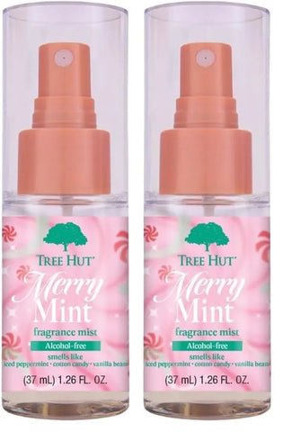 Tree Hut Mini Merry Mint Fragrance Mist, Refreshing Body Spray, Layer with Favorite Scents, Holiday Gift & Stocking Stuffer, Travel Size, 2 fl oz (Pack of 2)