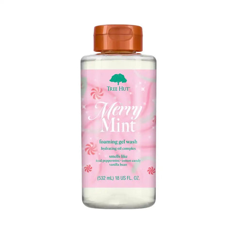Tree Hut Merry Mint Foaming Body Wash, 18 Fl Oz | Nourishing & Moisturizing Shower Gel w/ Shea Butter & Essential Oils, Soft & Smooth Skin, Gentle Cleanser For All Skin Types