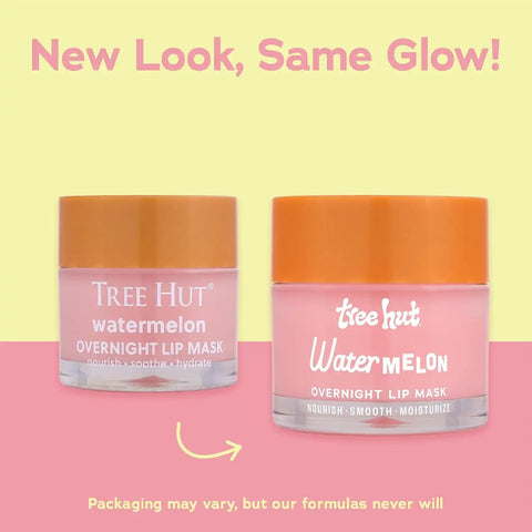 Tree Hut Watermelon Overnight Lip Mask, Hydrating Lip Treatment, Leave On Overnight for Soft, Smooth Lips, 0.6 oz (Pack of 2)