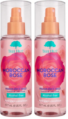 Tree Hut Moroccan Rose Fragrance Mist, Refreshing Body Spray & Body Mist with Essential Oils, Light Sheer Floral Scent for Women, Perfect for Everyday Wear & Scent Layering, 6 fl oz (Pack of 2)