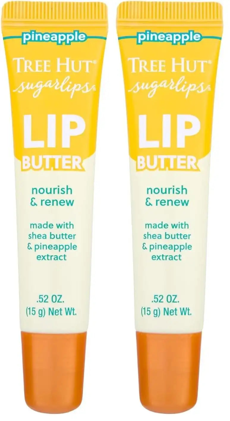 Tree Hut Pineapple Sugarlips Lip Butter, Moisturizing & Nourishing Lip Care for Smooth, Hydrated Lips, 0.52 fl oz (Pack of 2)