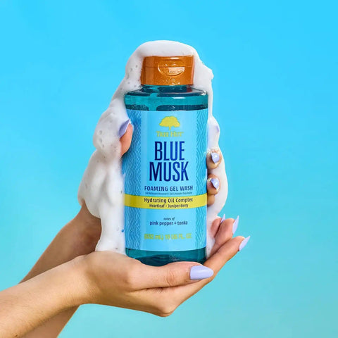 Tree Hut Blue Musk Foaming Body Wash, 18 Fl Oz | Nourishing & Moisturizing Shower Gel w/ Shea Butter & Essential Oils, Soft & Smooth Skin, Gentle Cleanser For All Skin Types