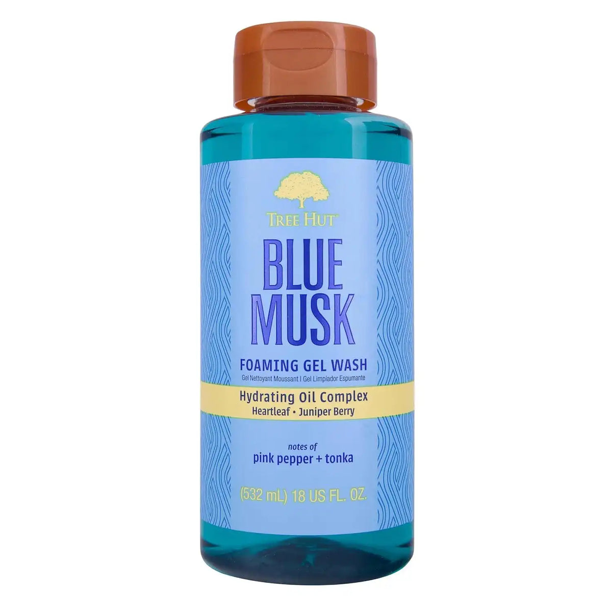 Tree Hut Blue Musk Foaming Body Wash, 18 Fl Oz | Nourishing & Moisturizing Shower Gel w/ Shea Butter & Essential Oils, Soft & Smooth Skin, Gentle Cleanser For All Skin Types