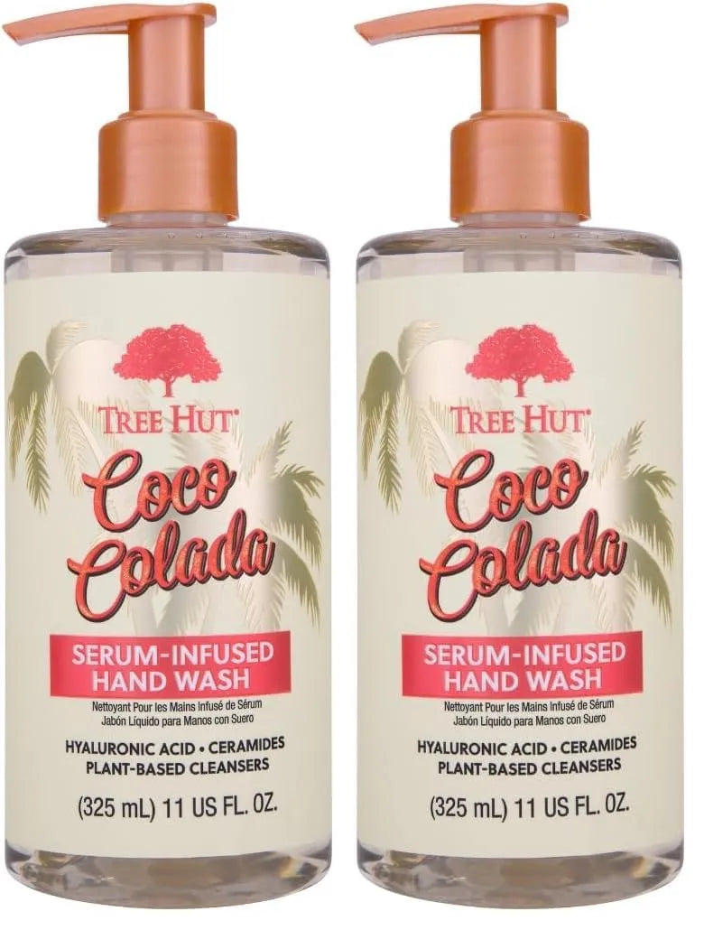 Tree Hut Coco Colada Serum Infused Hand Wash, Nourish & Hydrate Hands with Strengthening Skin Care, Long Lasting Scent, Cleanse & Lock in Moisture, 11 fl oz. (Pack of 2)