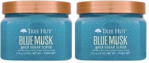Tree Hut Blue Musk Shea Sugar Scrub, Exfoliating, Hydrating & Moisturizing Body Scrub with Shea Butter & Nourishing Essential Oils, Smooth & Soften Skin, 18 oz (Pack of 2)