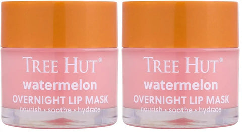 Tree Hut Watermelon Overnight Lip Mask, Hydrating Lip Treatment, Leave On Overnight for Soft, Smooth Lips, 0.6 oz (Pack of 2)