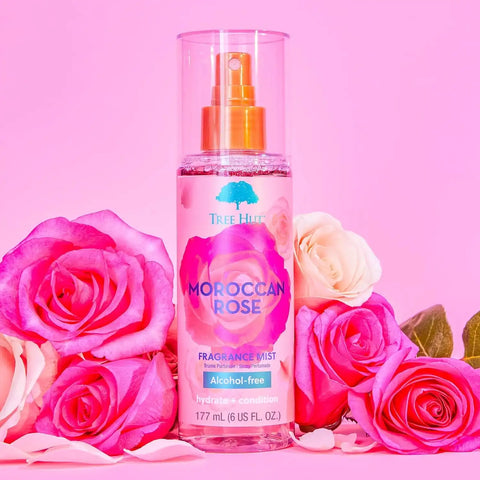 Tree Hut Moroccan Rose Hair & Body Mist, Alcohol-Free Body Spray, 6 Fl Oz | Alcohol-Free Body Spray, Fragrance with Bergamot, Tea Rose & Amber Notes, Everyday Fragrance Spray for Women
