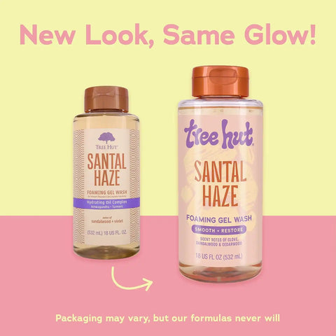 Tree Hut Santal Haze Foaming Gel Wash, Hydrating & Moisturizing Body Wash with Shea Butter & Nourishing Essential Oils, Daily Cleanser for Soft Smooth Skin, 18 fl oz (Pack of 2)