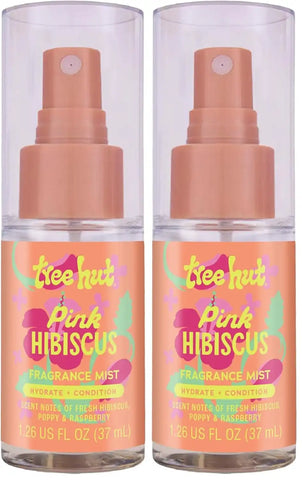 Tree Hut Mini Pink Hibiscus Fragrance Mist, Hydrating Alcohol-Free Hair & Body Spray with Shea Butter, Refreshing Perfume Mist for Scent Layering, Travel Size, 1.26 fl oz (Pack of 2)