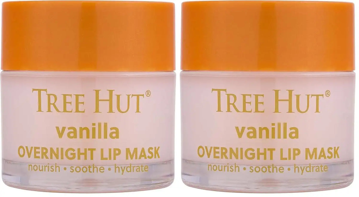 Tree Hut Vanilla Overnight Lip Mask, Deeply Hydrating Leave-On Treatment for Soft Lips, Self Care Essential, 6 oz (Pack of 2)