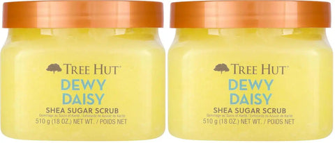 Tree Hut Dewy Daisy Shea Sugar Scrub, Exfoliating, Hydrating & Moisturizing Body Scrub with Shea Butter & Nourishing Essential Oils, Smooth & Soften Skin, 18 oz (Pack of 2)