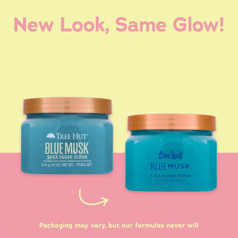 Tree Hut Blue Musk Shea Sugar Scrub, Exfoliating, Hydrating & Moisturizing Body Scrub with Shea Butter & Nourishing Essential Oils, Smooth & Soften Skin, 18 oz (Pack of 2)