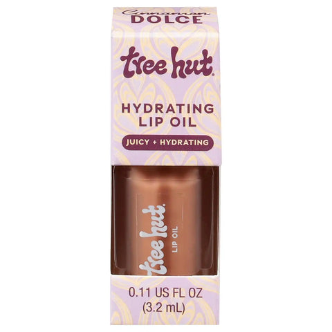 Tree Hut Hydrating Lip Oil, Cinnamon Dolce, 0.11 Fl Oz | Sheer Nude Glossy Lip Oil, Non-Sticky Moisturizing Formula for Smooth, Hydrated Lips