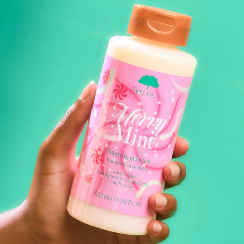Tree Hut Merry Mint Foaming Body Wash, 18 Fl Oz | Nourishing & Moisturizing Shower Gel w/ Shea Butter & Essential Oils, Soft & Smooth Skin, Gentle Cleanser For All Skin Types