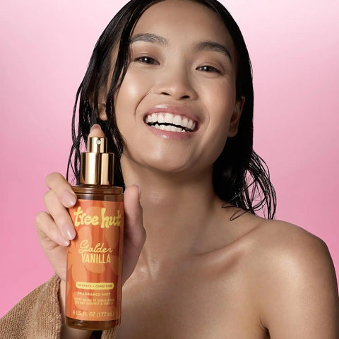 Tree Hut Golden Vanilla Hair & Body Mist, Alcohol-Free Body Spray, 6 Fl Oz | Alcohol-Free Body Spray, Warm Vanilla & Sandalwood Scent, Everyday Fragrance Spray for Women
