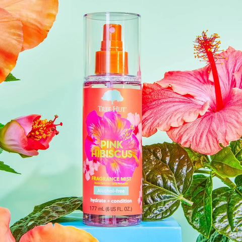 Tree Hut Pink Hibiscus Hair & Body Mist, Alcohol-Free Body Spray, 6 Fl Oz | Alcohol-Free Body Spray, Fragrance with Hibiscus, Poppy & Rasberry Notes, Everyday Fragrance Spray for Women