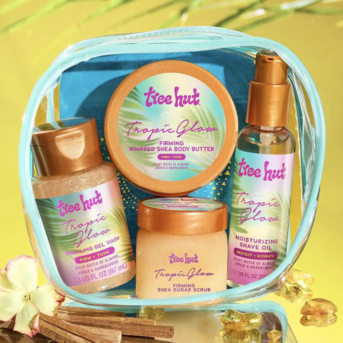 Tree Hut Mini Tropic Glow Everything Shower Gift Set, Exfoliating Sugar Scrub, Foaming Gel Wash & Whipped Body Butter, Hydrating Self-Care Kit for Soft, Glowing Skin (Pack of 2)