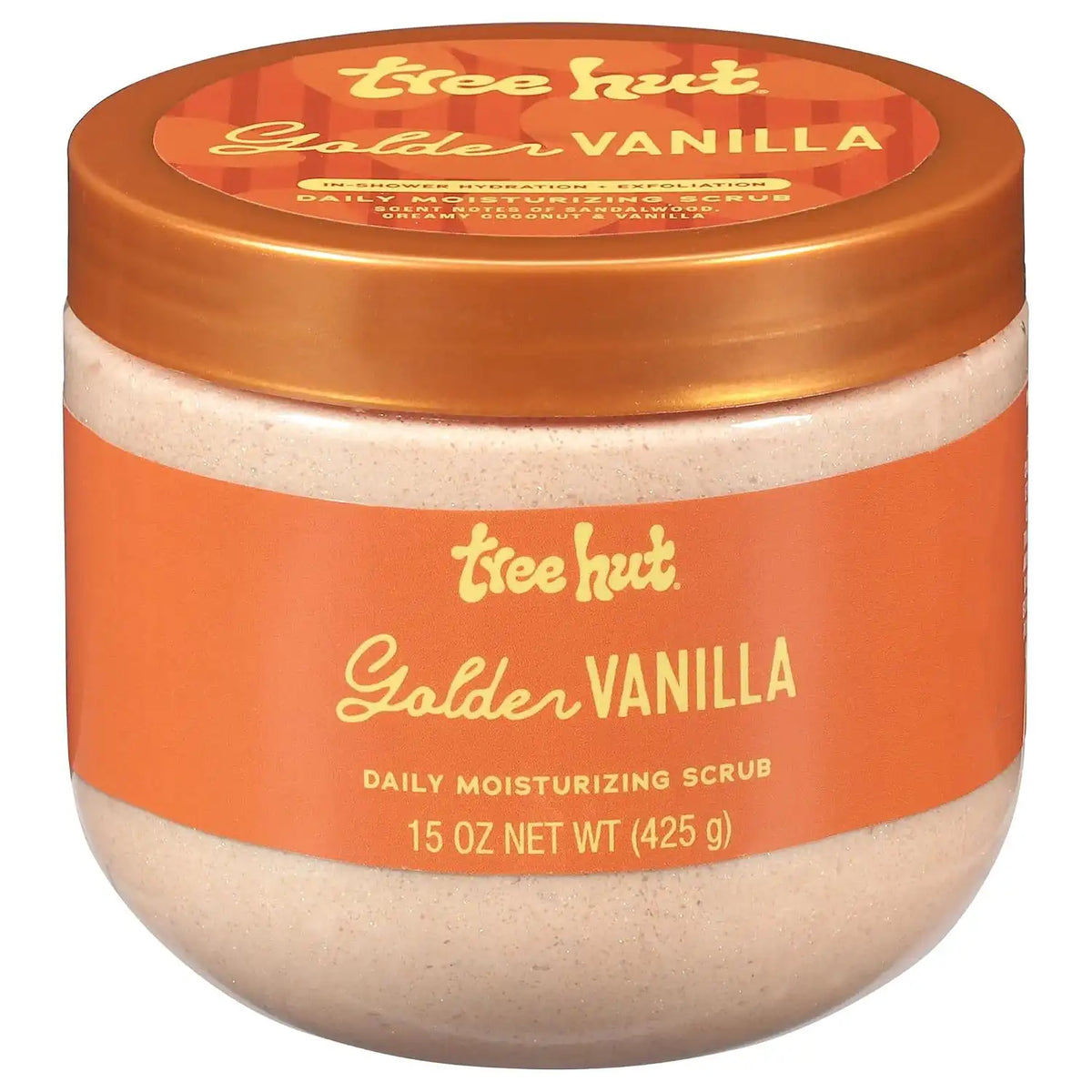 Tree Hut Golden Vanilla Daily Moisturizing Body Scrub, 15 Oz | Gentle Whipped Sugar Scrub with Shea Butter, Exfoliates, Hydrates & Leaves Skin Soft and Radiant for Everyday Use