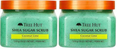 Tree Hut Shea Sugar Scrub - Coconut Lime - 18 oz - Exfoliating Body Scrub for Smooth, Glowing Skin - Made with Real Sugar and Shea Butter (Pack of 2)