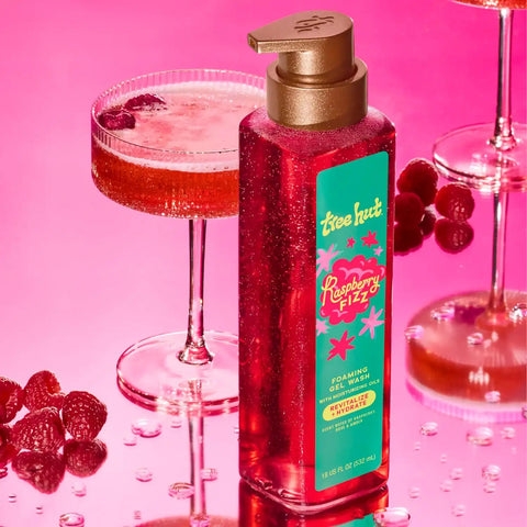 Tree Hut Raspberry Fizz Body Wash with Shea Butter, Pump Bottle, 18 Fl Oz | Nourishing & Moisturizing Foaming Shower Gel with Shea Butter, Soft & Glowing Skin, Gentle Cleanser, Self Care Gift for Women